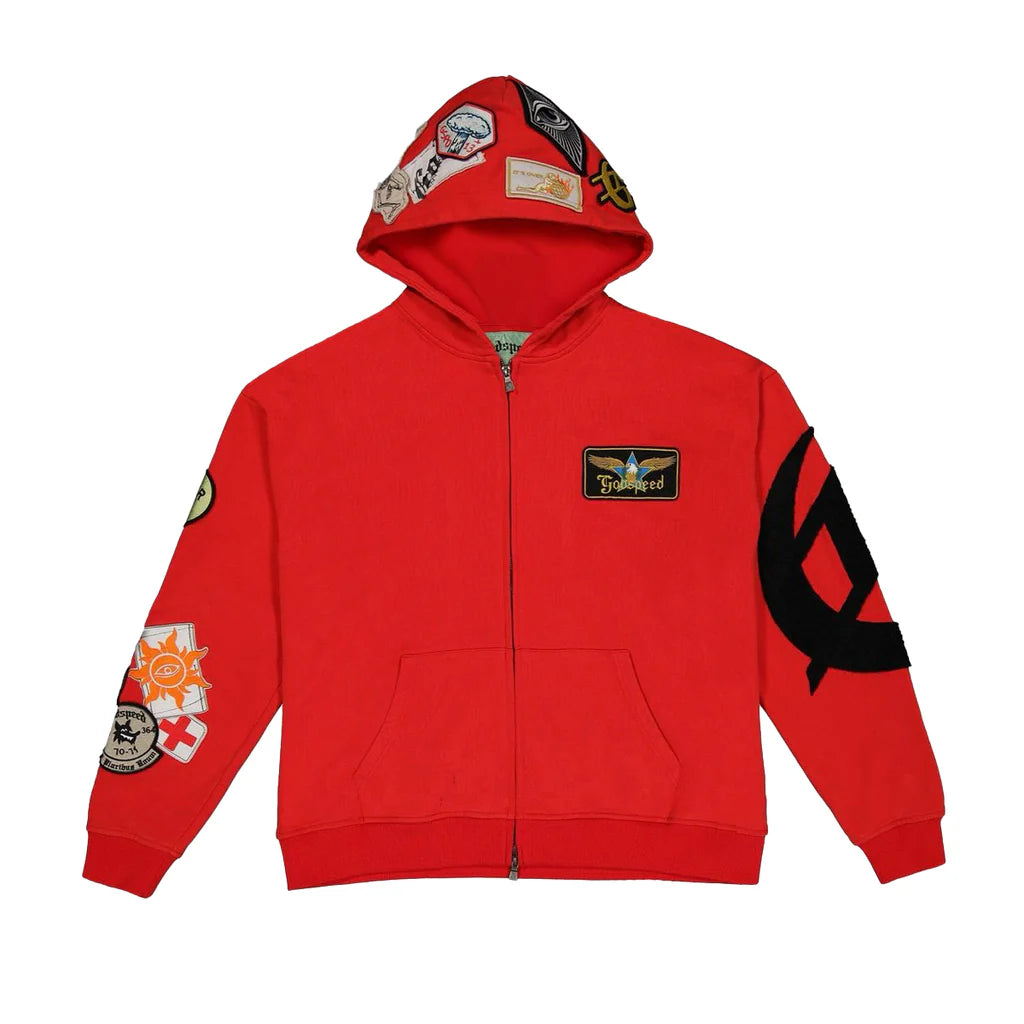 Godspeed Squadron Zip Up Hoodie Red