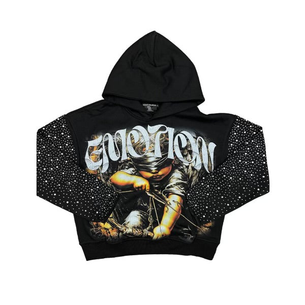 Mixed Emotions Black Archer Rhinestone Hoodie