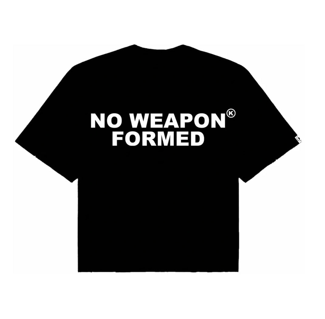 No Weapon Formed Black White Tee