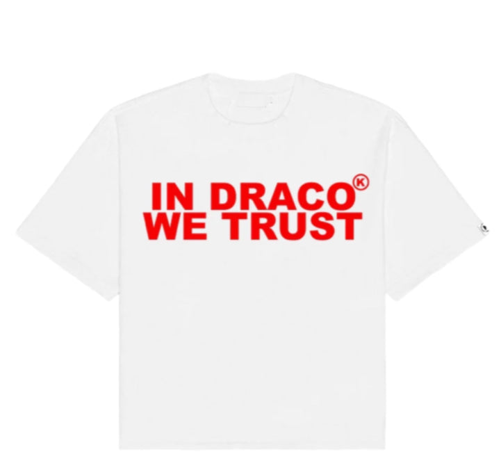 In Draco We Trust White & Red Tee