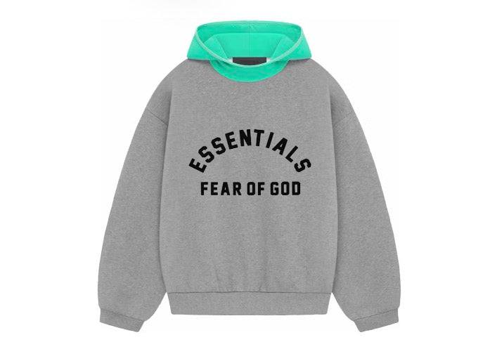 Fear of God Essentials Nylon Fleece Hoodie Dark Heather Oatmeal/Mint Leaf