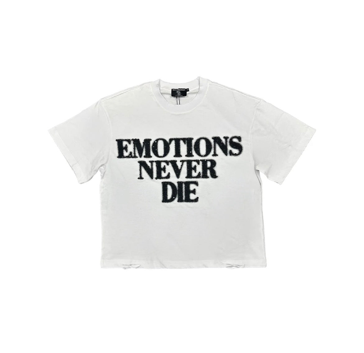 Mixed Emotions White Black End Rhinestone Tee