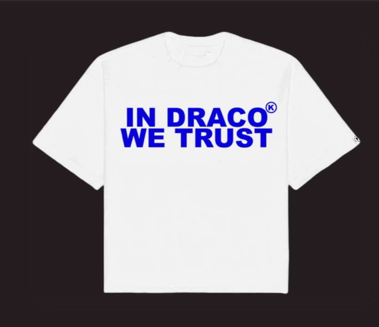 In Draco We Trust White Blue Tee