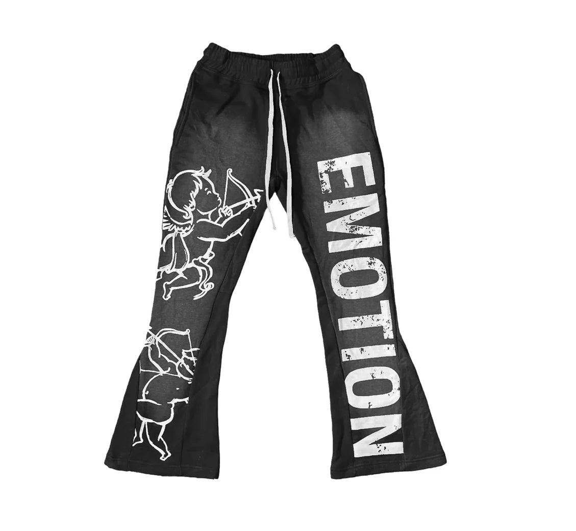 Mixed Emotion Black Cupid Flare Sweatpants