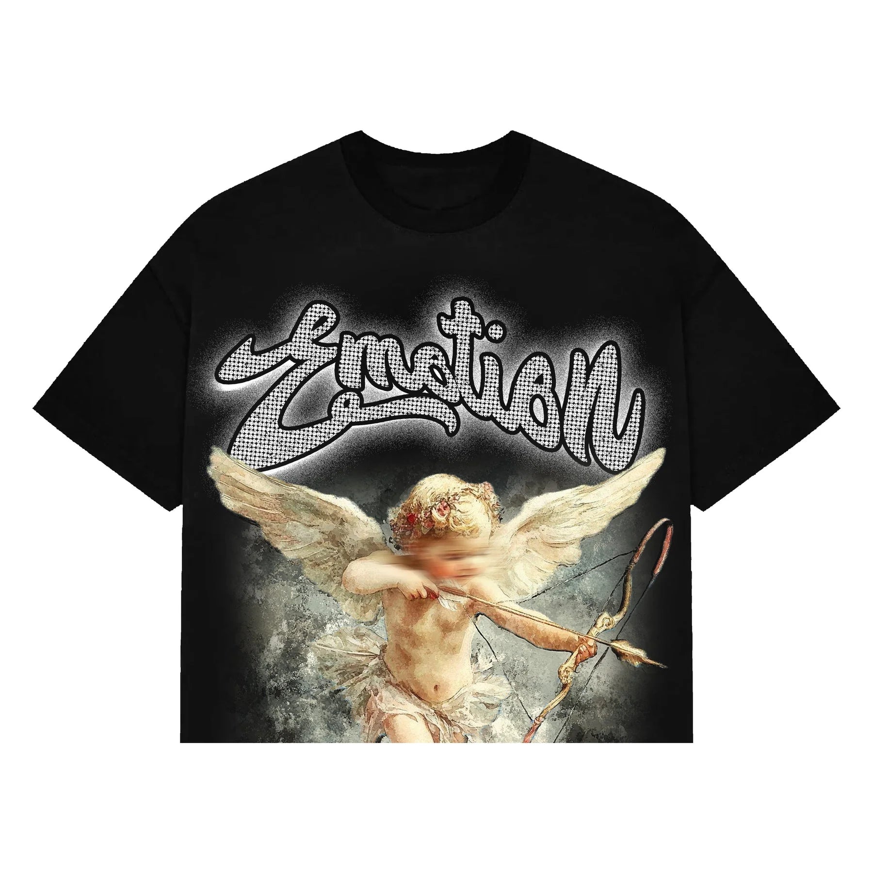 Mixed Emotions Black Cupid Rhinestone Tee