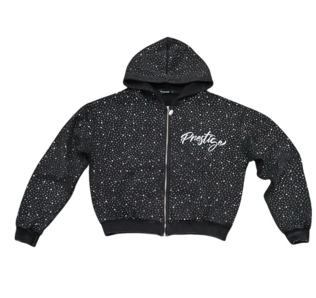 Prestige Collections Black Rhinestone Hoodie