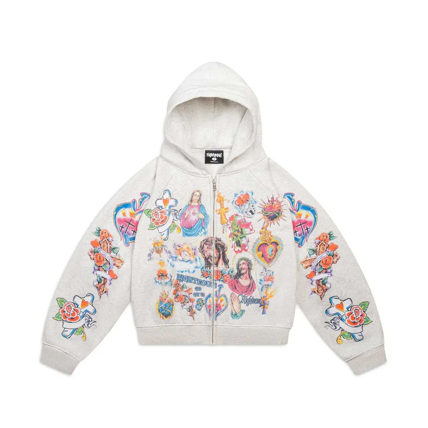 Righteous Risen King Zip Up Hoodie Grey