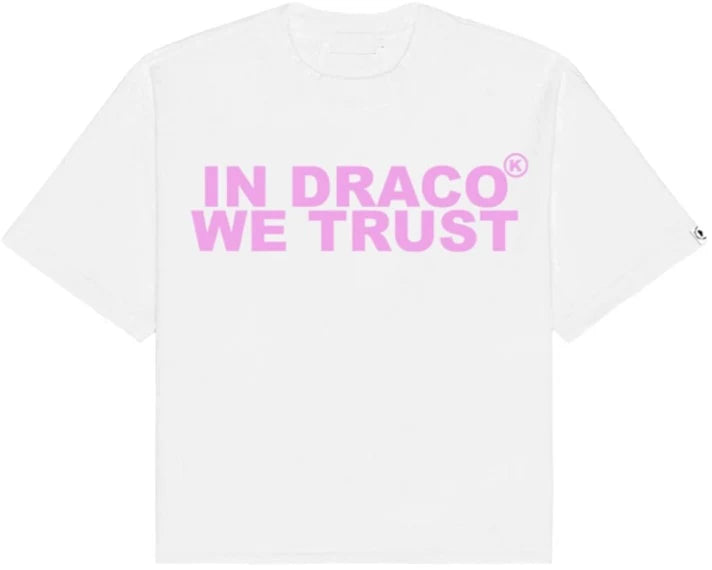 In Draco We Trust Pink White Tee